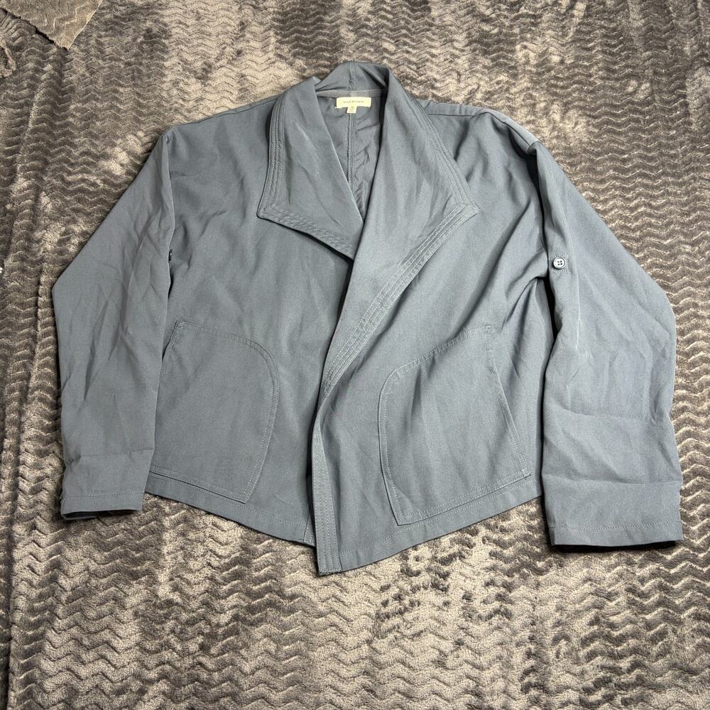 Women's Max Studio Twill Drape Front Short Jacket Size M‎ gray
